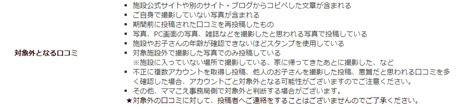 対象外となる口コミ