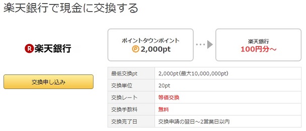楽天銀行へ交換