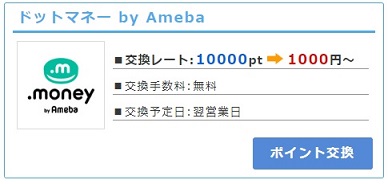 ドットマネーへ交換