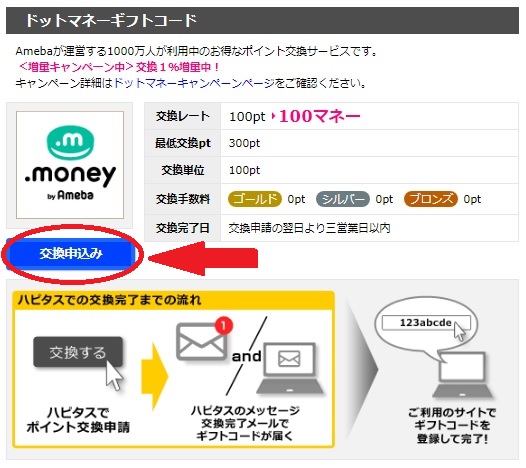 ドットマネー交換方法