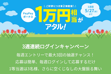 QuickPoint　空クジなし！最高1万円相当のPayPayが当たるログインキャンペーン第2弾